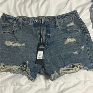 Fashion Nova Blue Distressed Jean Shorts